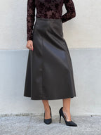 Gonna Midi Ecopelle 8066 Marrone