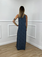 Vestito Viscosa Pois 765 Moro e Azzurro