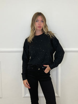 Maglia Over Paillettes 5582 Nero