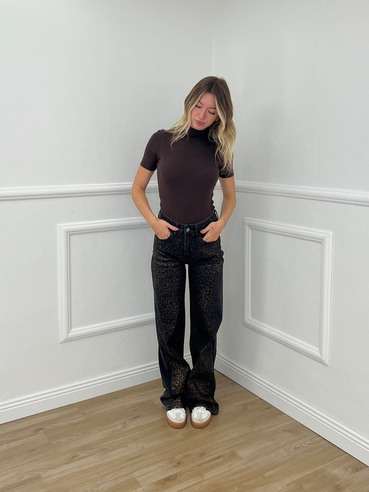 Maglia Lupetto a Maniche Corte 3124 Marrone