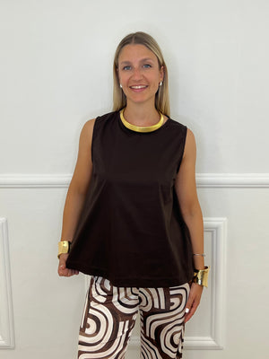 Blusa Popeline Bottoncini 2692 Marrone