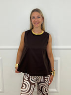 Blusa Popeline Bottoncini 2692 Marrone