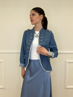 Giacca Napoleone in Denim 2373 Azzurro