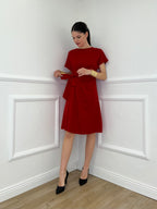 Vestito Con Drappeggio e Fiocco 4782 Rosso