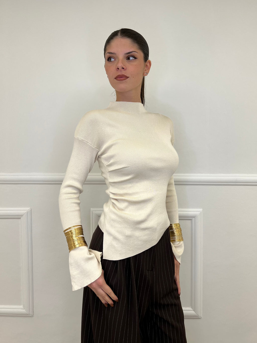 Maglia Drappeggio 081168 Panna