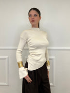 Maglia Drappeggio 081168 Panna