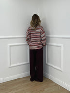 Maglia Righe Multicolor 37066 Burgundy