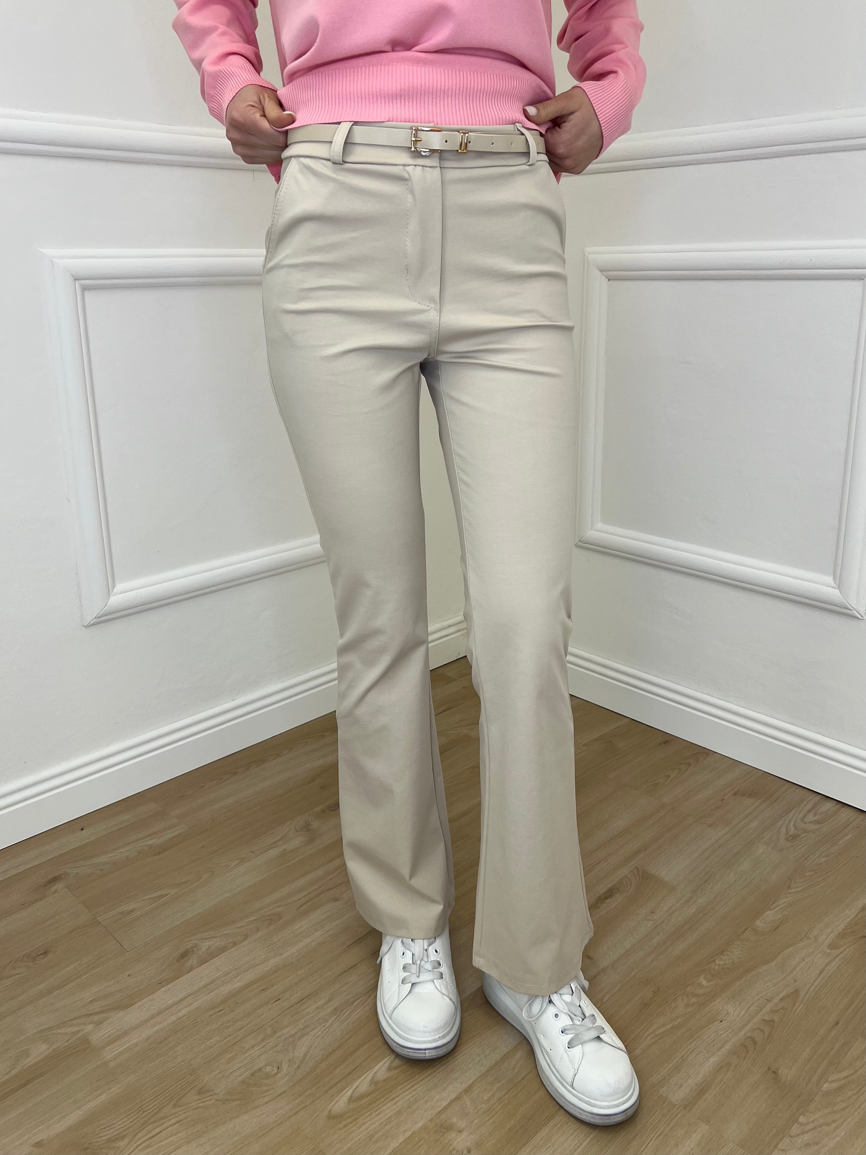 Pantalone Flare Cintura 26513 Beige