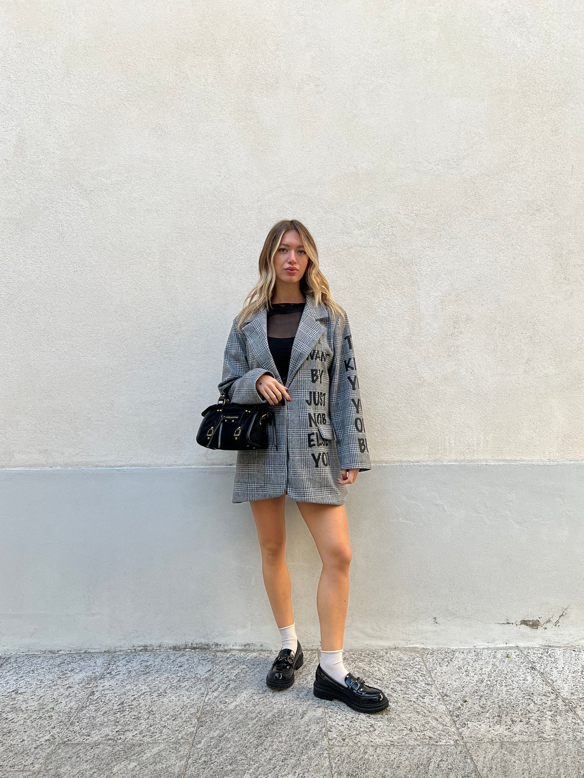 Blazer Over Galles Scritte 15978 Grigio