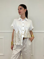 Camicia Ricami Lurex 18090 Bianco