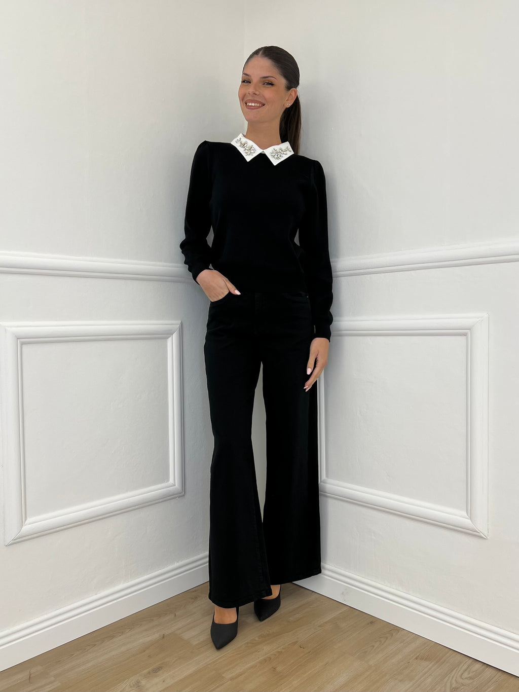 Jeans Palazzo T1001-1 Nero