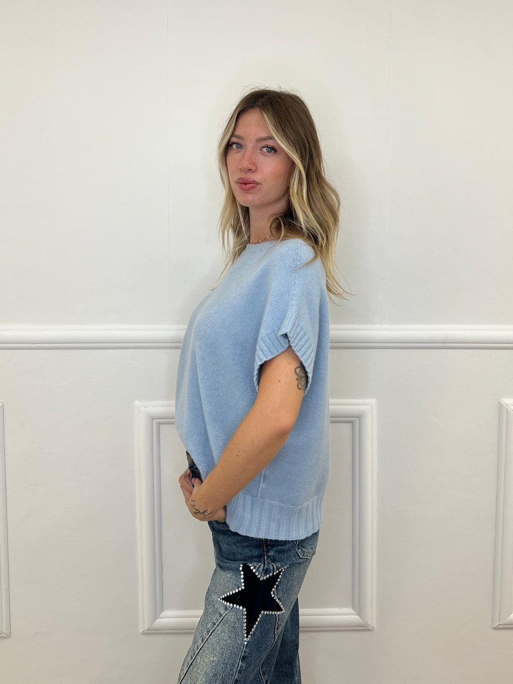Maglia Scatoletta Maniche Corte B918 Azzurro