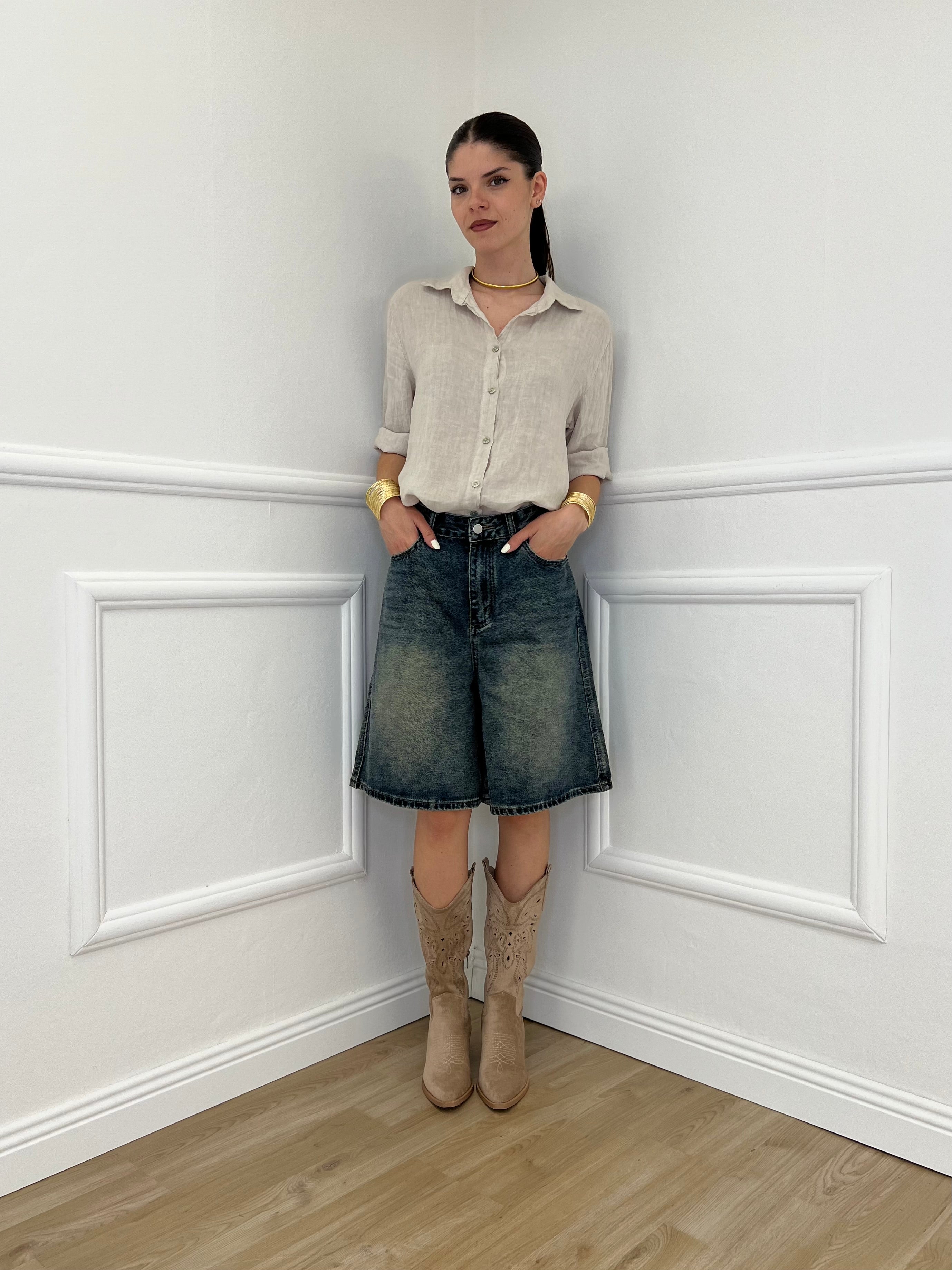 Camicia Over In Lino 1789 Beige