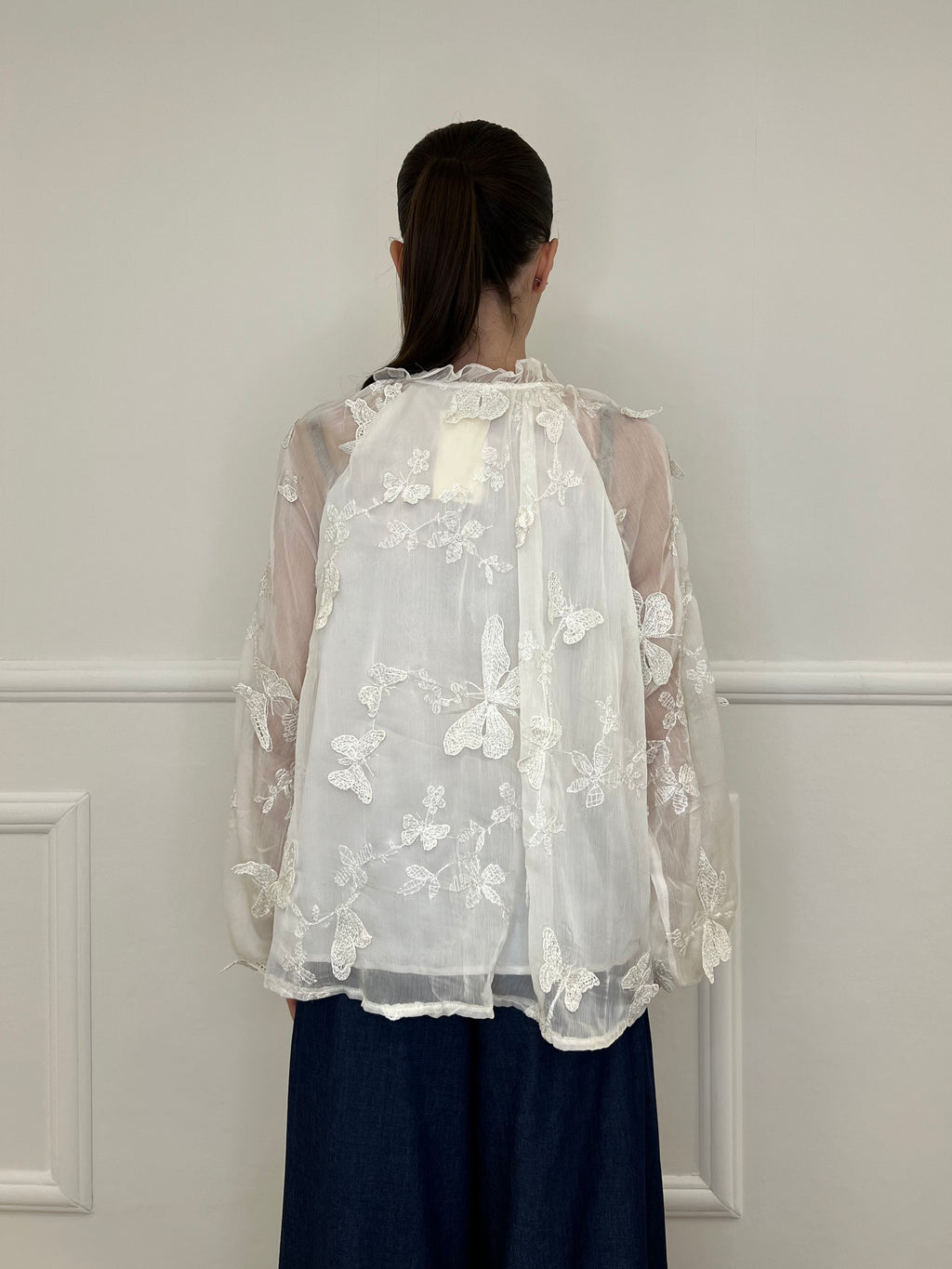 Blusa Ricami Farfalle 0281 Panna