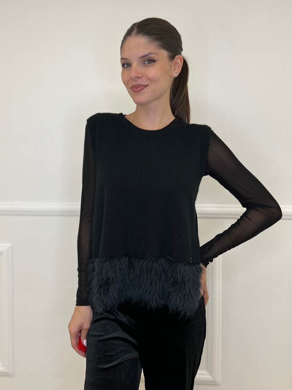 Maglia Microrete V8520 Nero - Bazar Abbigliamento