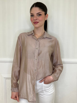 Camicia Voile Micro Borchie 1393 Mocha - Bazar Abbigliamento
