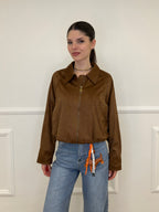 Giacca Crop Scamosciata 5006 Marrone