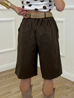 Bermuda In Cotone Con Cintura 81624 Marrone