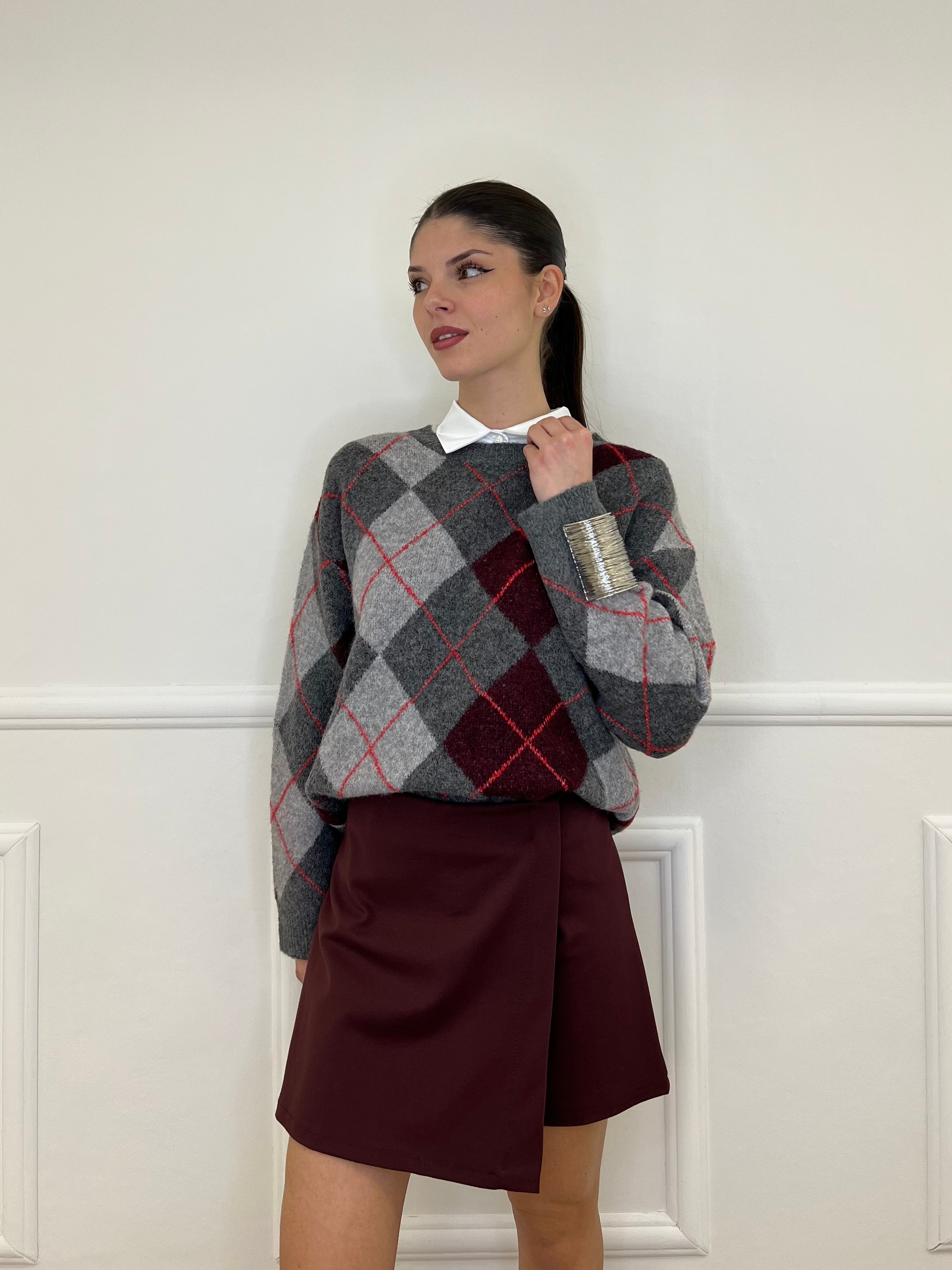 Maglia Losanghe T11173 Burgundy