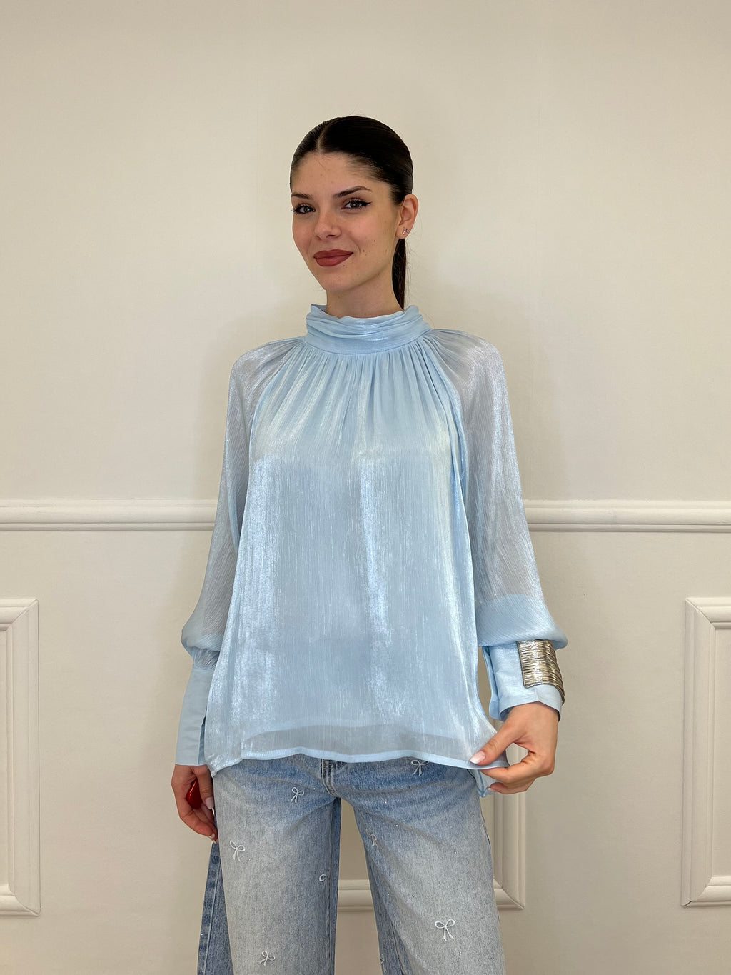 Blusa Chiffon 6595 Azzurro