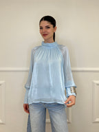 Blusa Chiffon 6595 Azzurro
