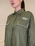 Camicia Overshirt "Choose Love" AL0066 Verde Militare