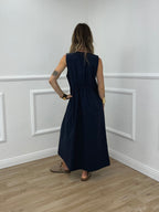Abito Sfondo Piega 83381 Blu