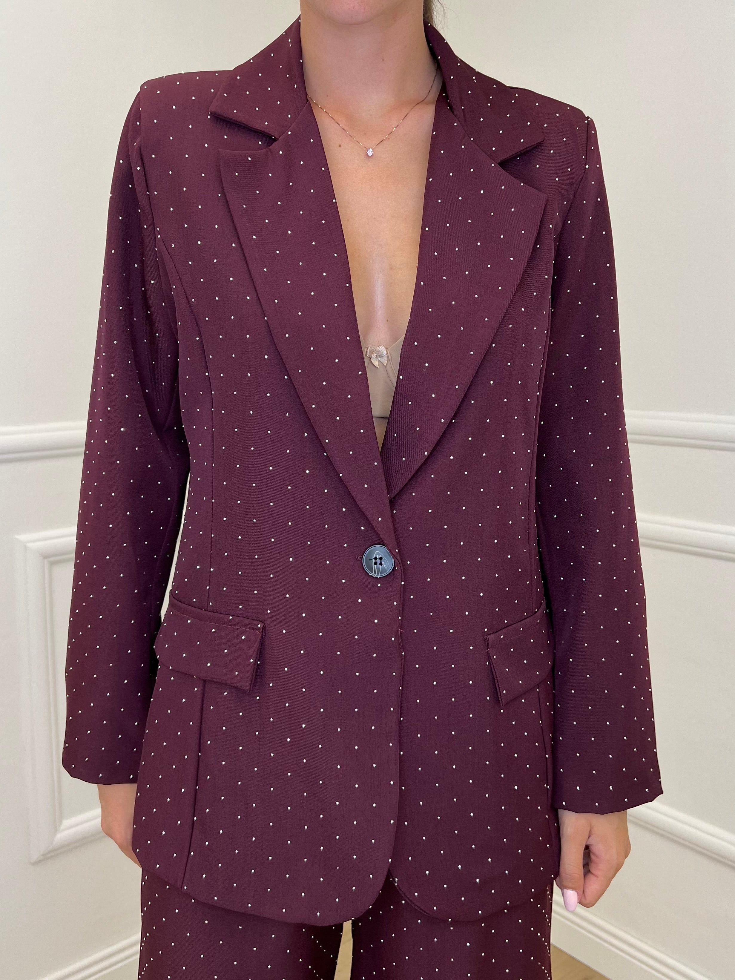 Tailleur Micro Borchie L5181 Bordeaux - Bazar Abbigliamento