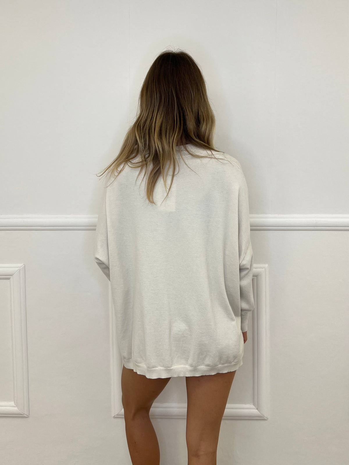 Maglia Over Scollo V 6010 Panna