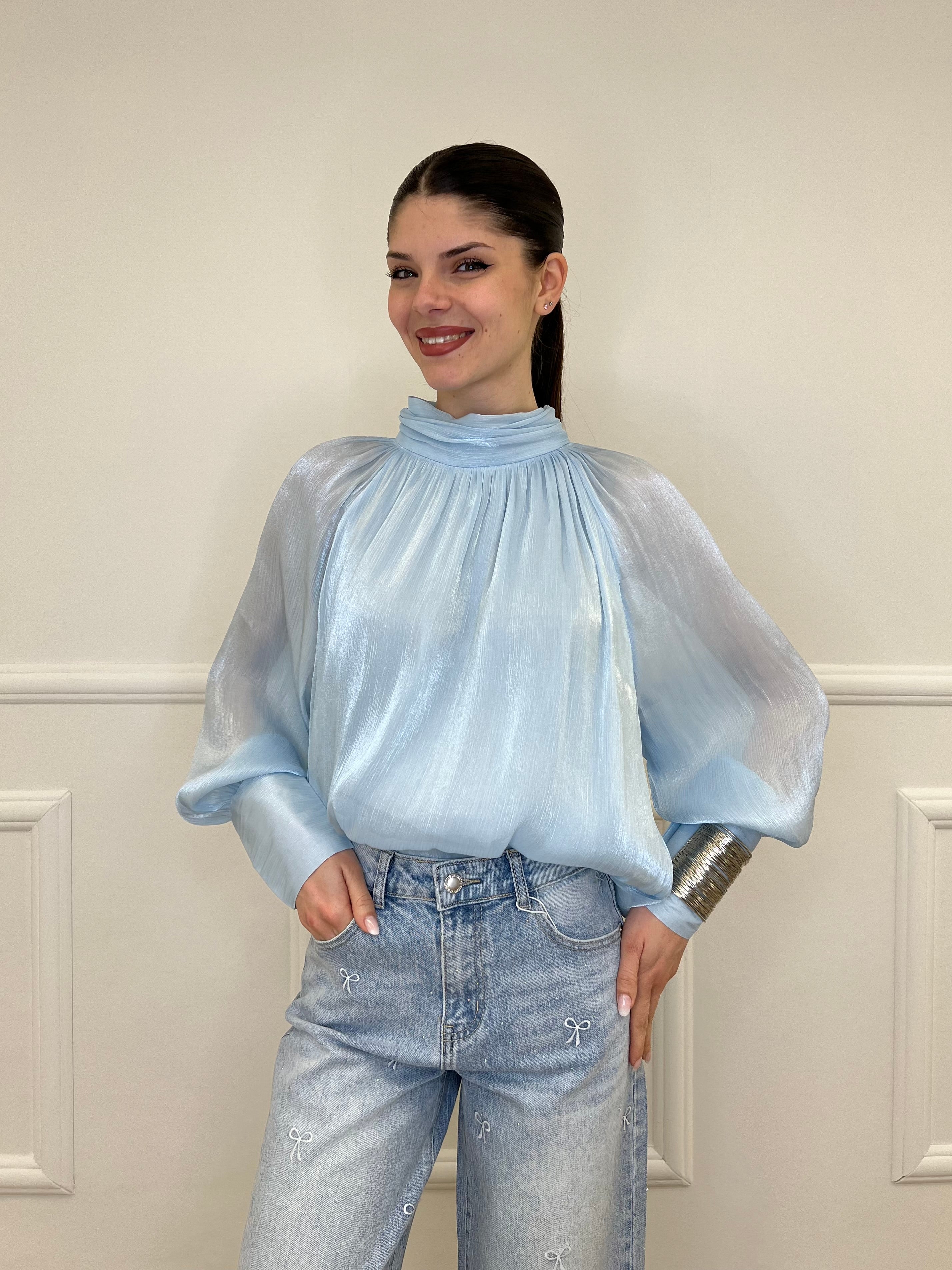 Blusa Chiffon 6595 Azzurro