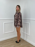 Giacca Denim Ricami Paillettes Y1936 Marrone