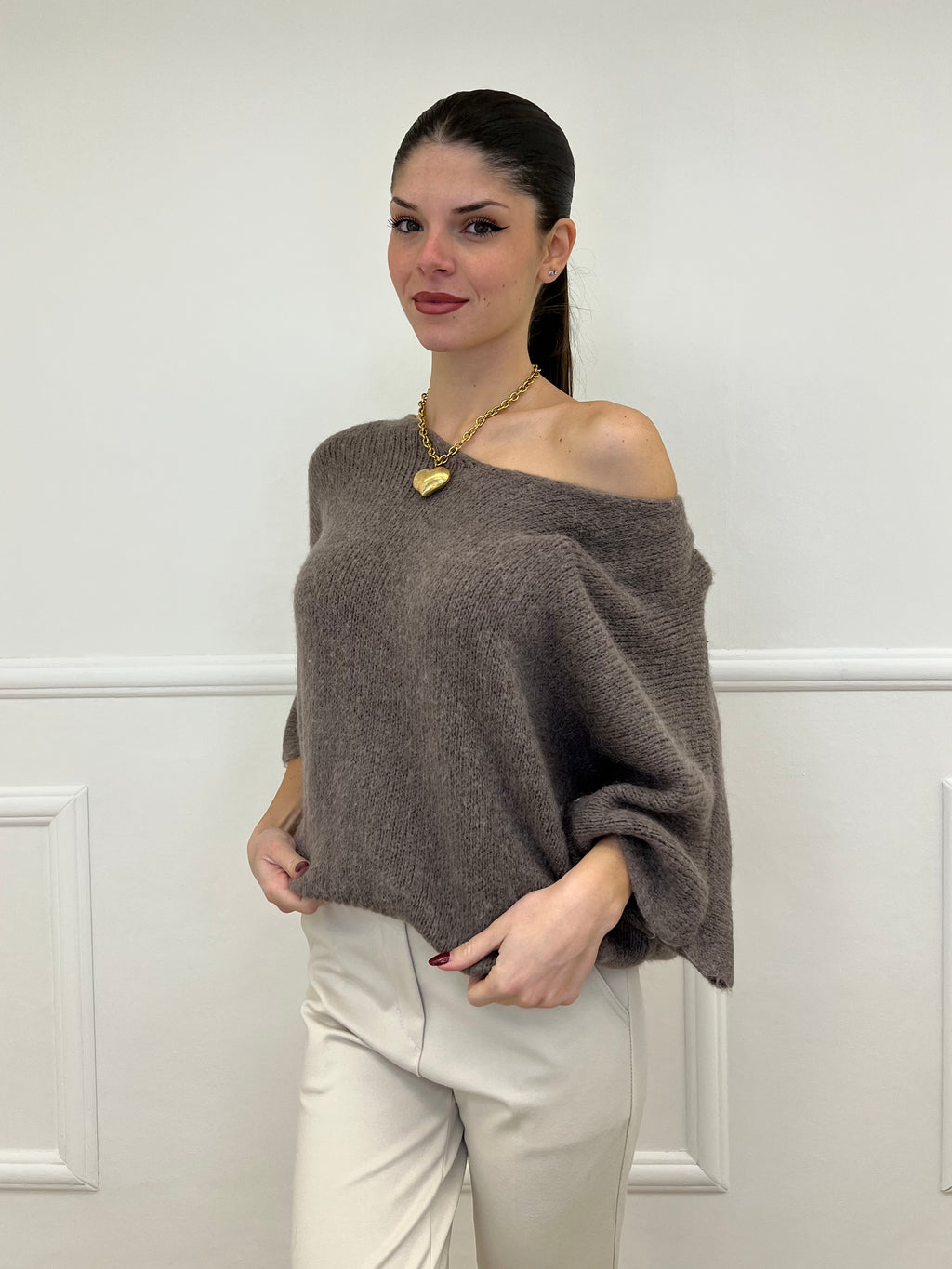 Maglia 3/4 Alpaca 10282 Taupe