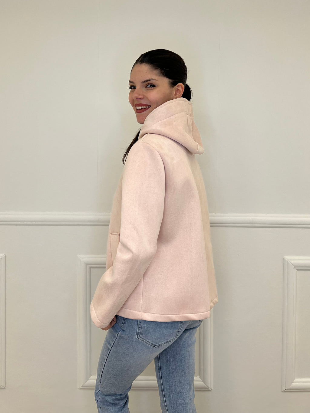 Giacca Scuba Effetto Scamosciato 852 Rosa