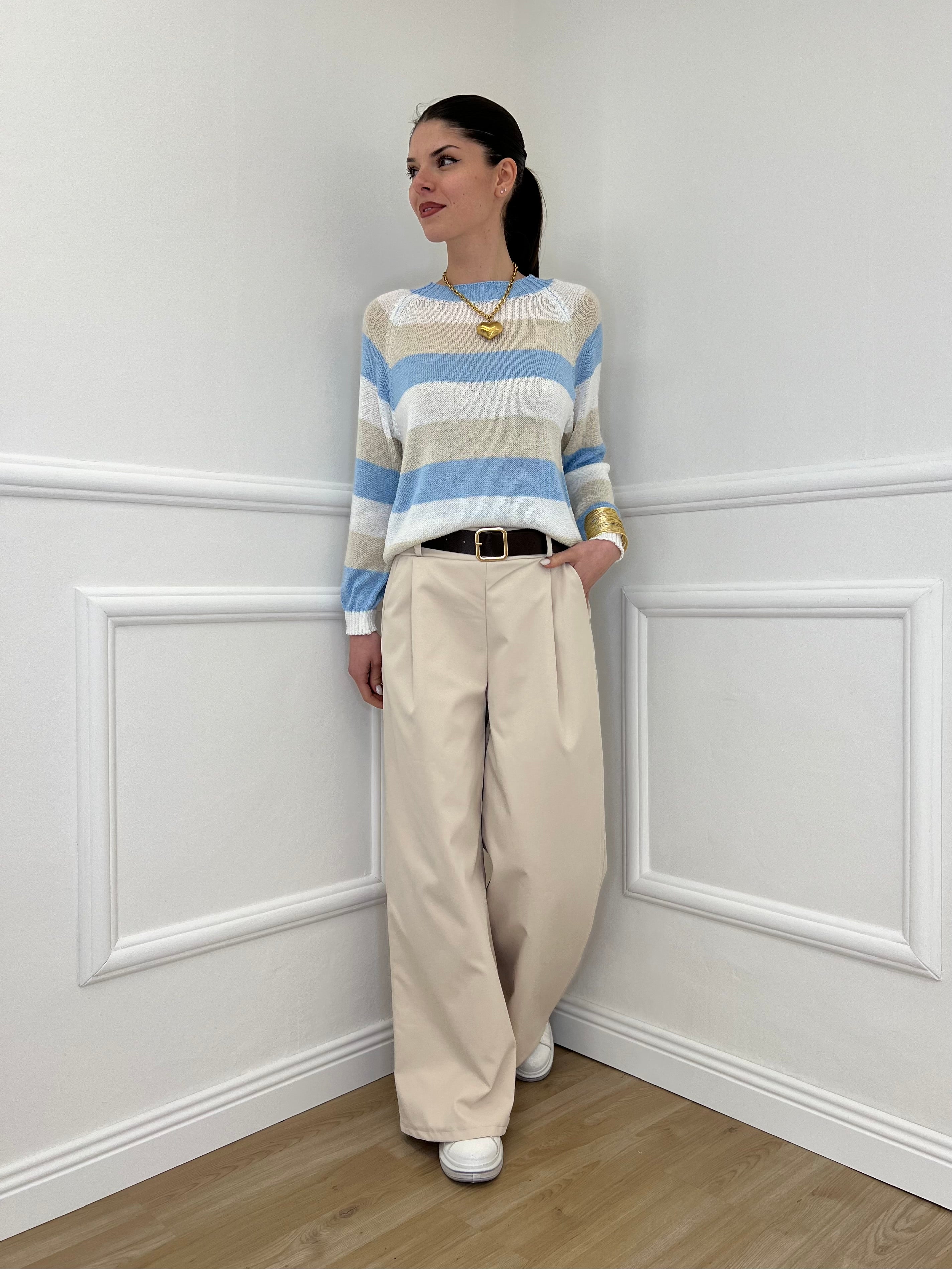 Maglia a Righe 25054 Azzurro