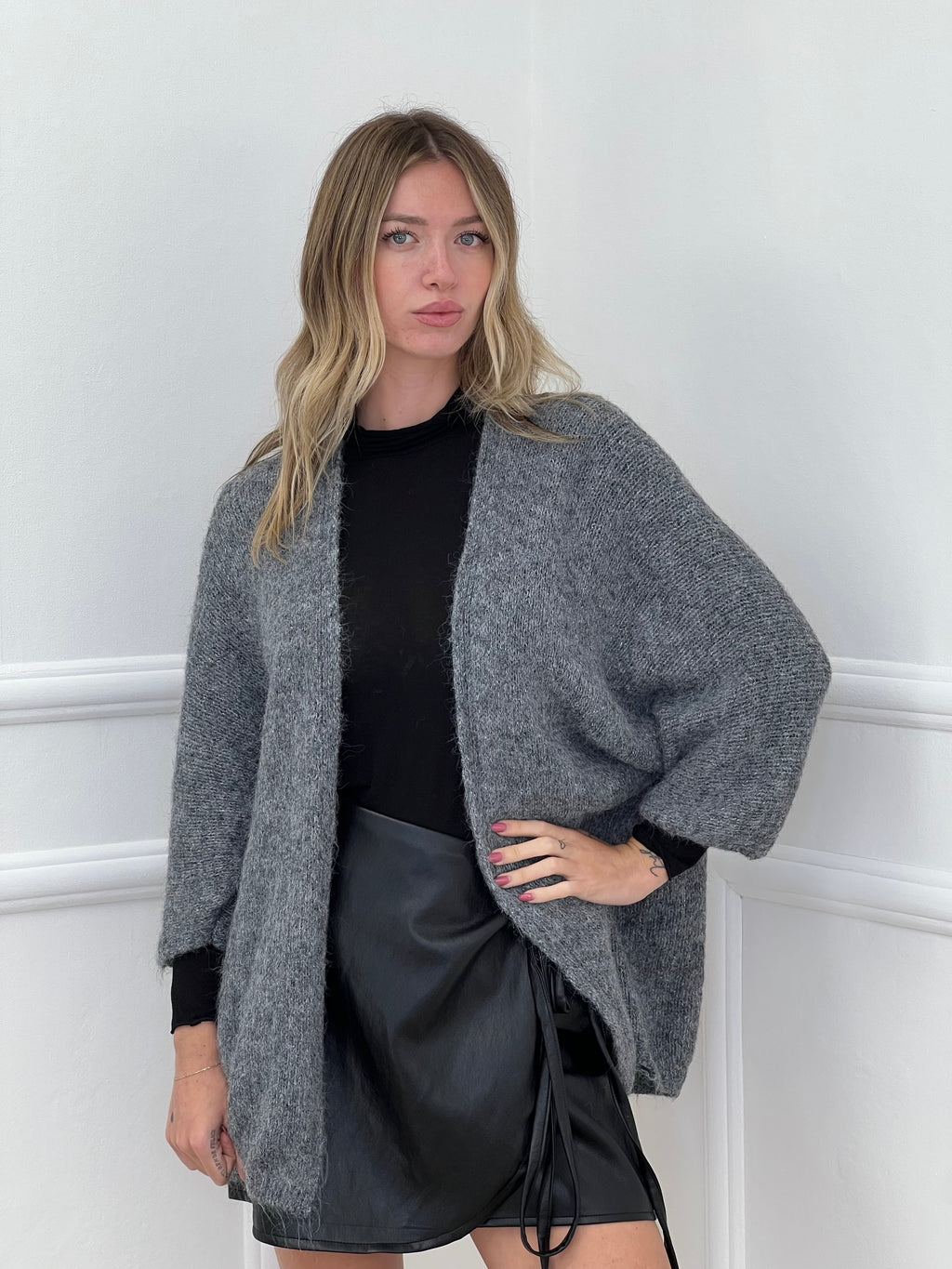 Cardigan Aperto Mohair 5021 Grigio