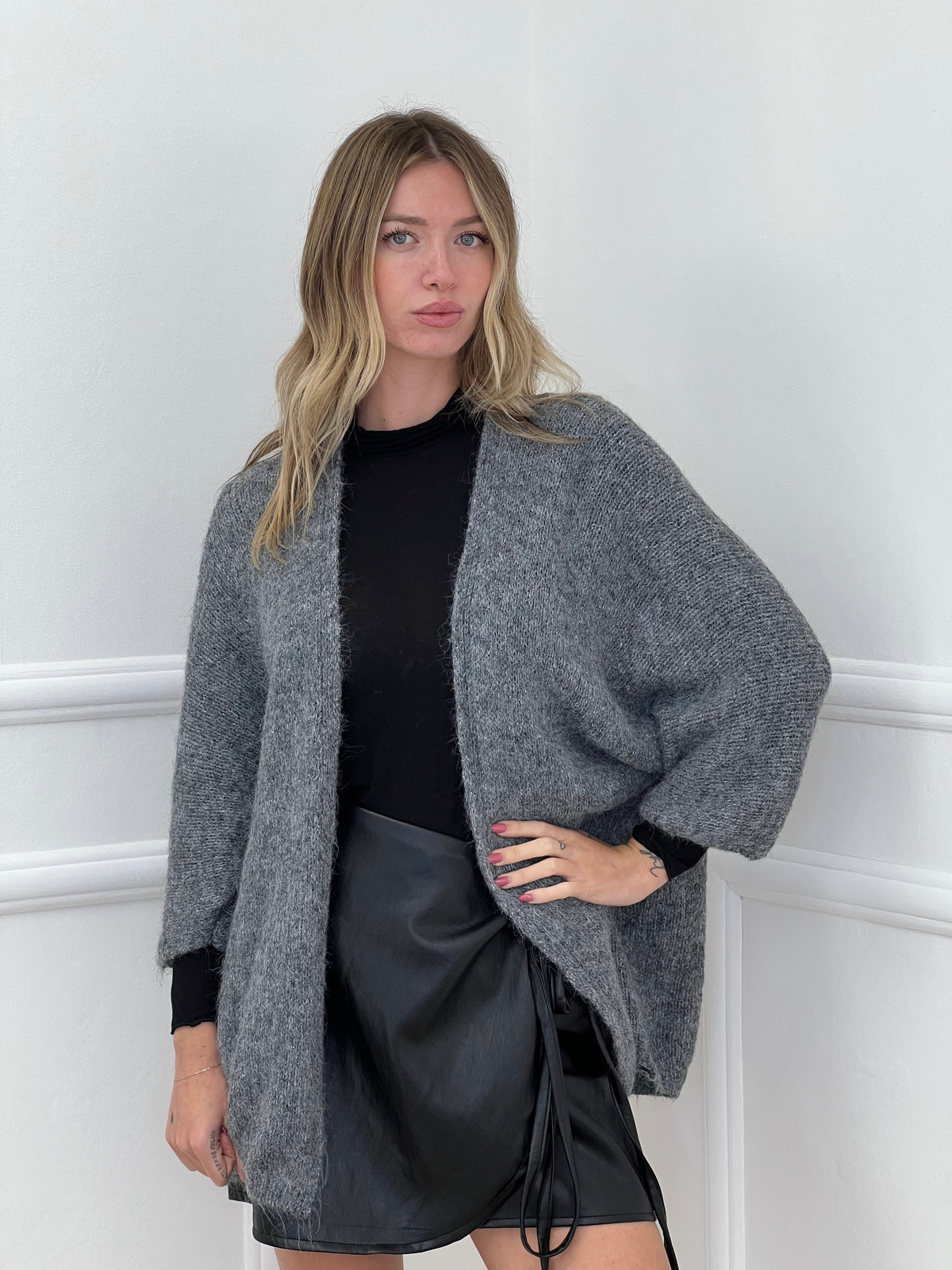 Cardigan Aperto Mohair 5021 Grigio