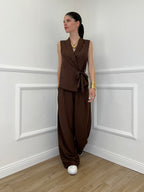 Completo Gilet Fiocco Crêpe 2852 Marrone