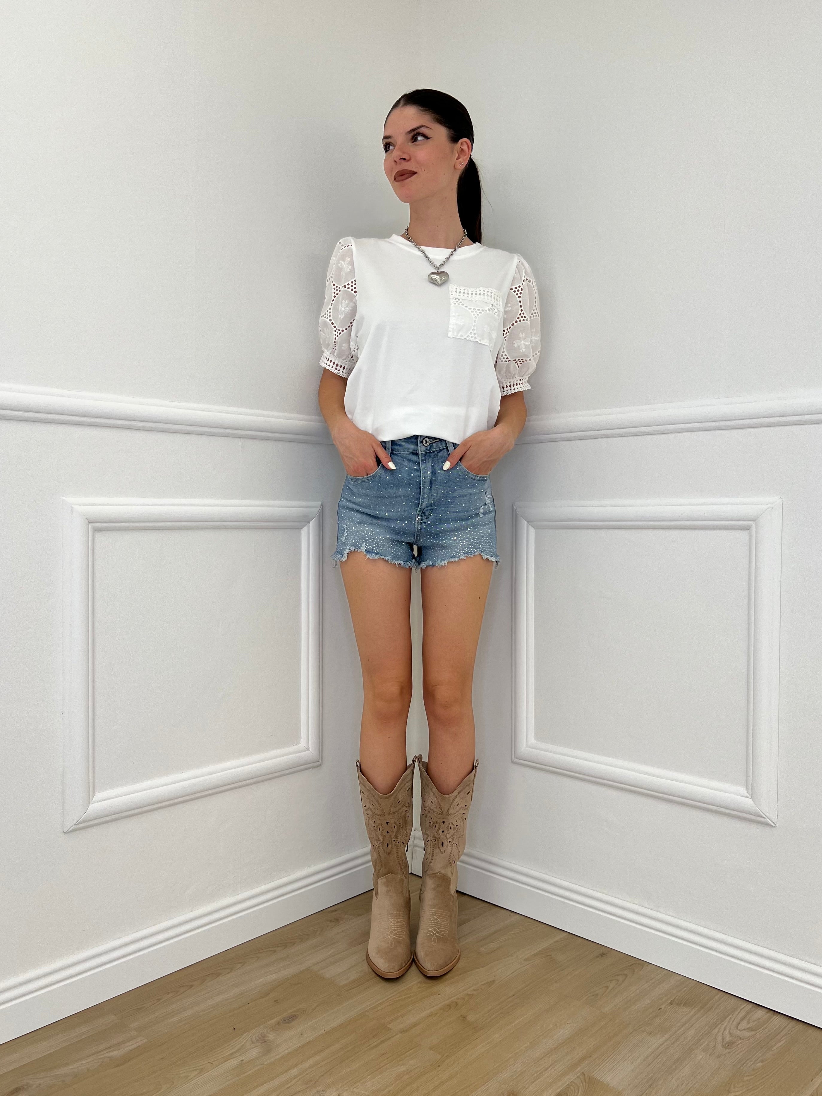 T-shirt Maniche Sangallo A4684 Bianco