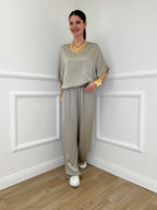 Completo Fluido Satin Con Lurex 061-062 Taupe