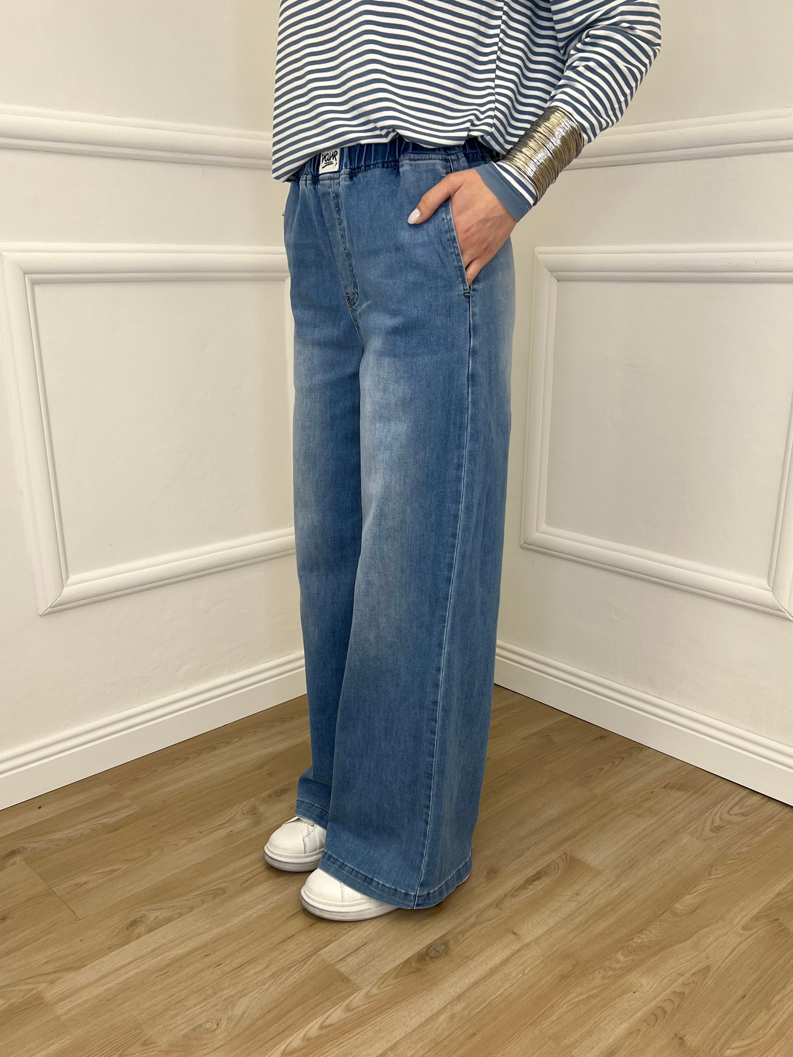 Jeans con Vita Elastica 9337 Azzurro