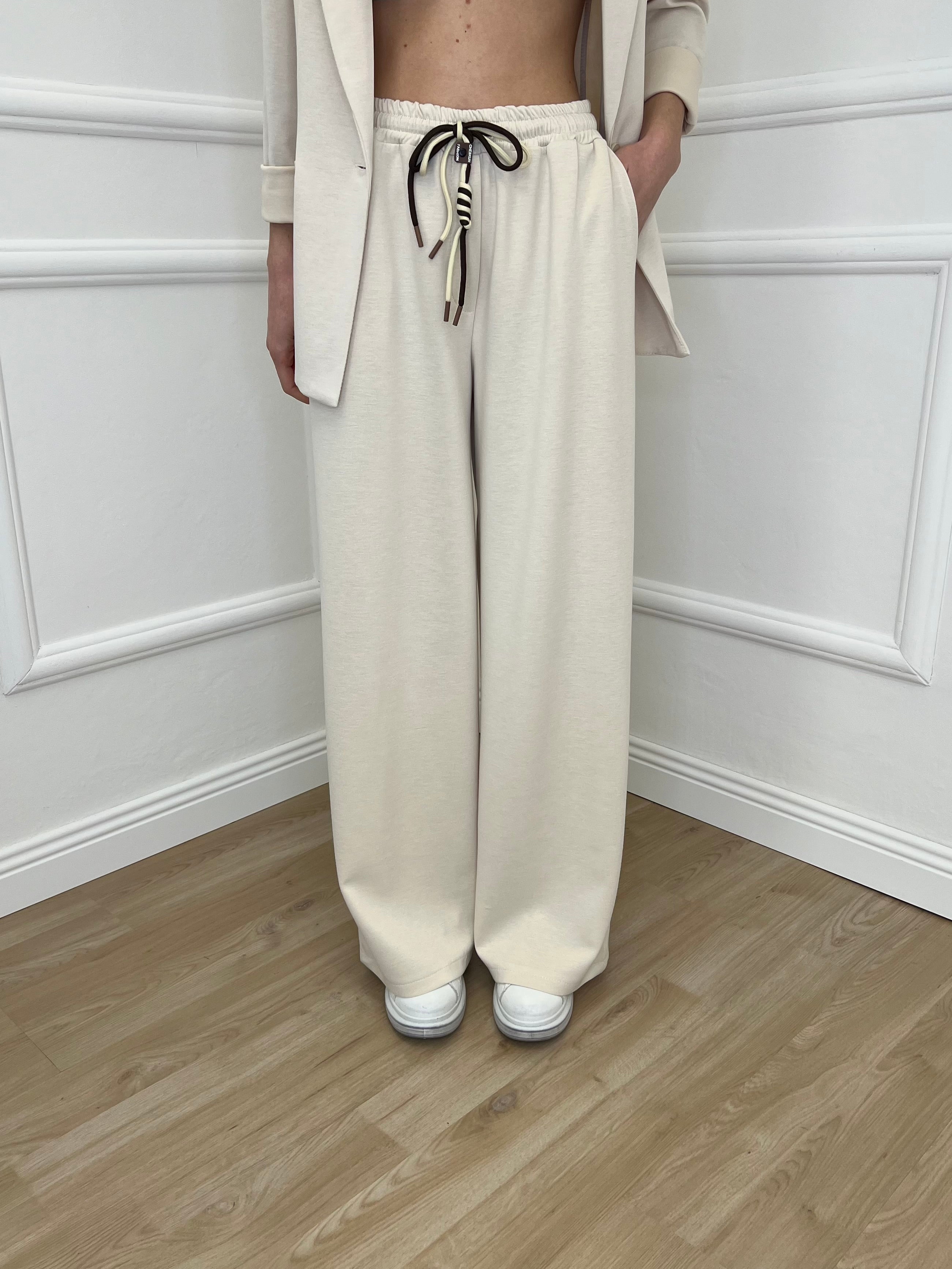 Pantalone a Palazzo Viscosa 25413 Ecru