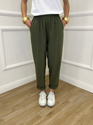 Pantalone Baggy Viscosa 2815 Verde Militare