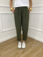 Pantalone Baggy Viscosa 2815 Verde Militare