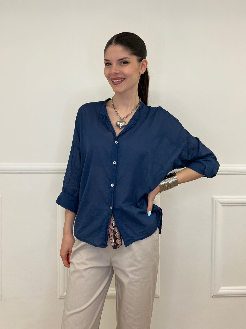 Camicia Over Coreana 3020 Blu Royal