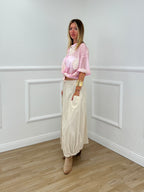 Camicia In Tencel Con Ricami 93-767 Rosa