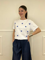 T-shirt Over Con Ricamo Cuori 12659