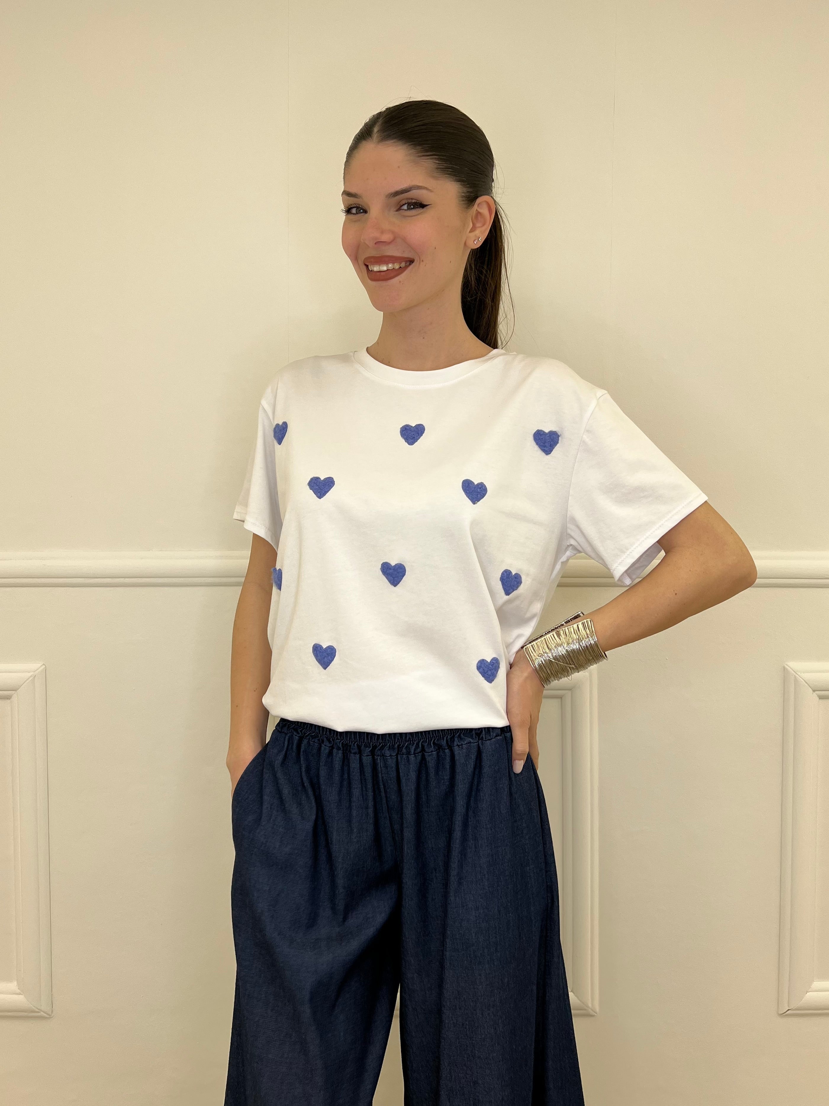 T-shirt Over Con Ricamo Cuori 12659