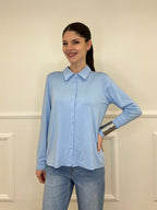 Camicia in Jersey di Viscosa 28163 Azzurro