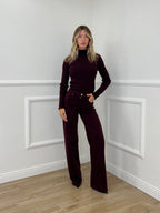 Jeans Wide Leg H3873-5 Burgundy