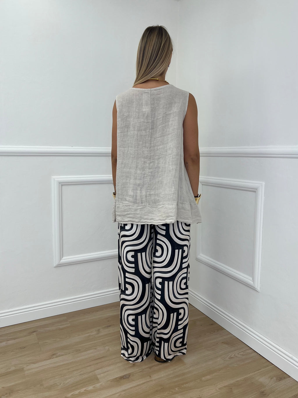 Pantalone Jersey Geometrico 9078 Nero